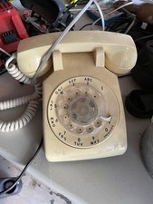 Vintage Rotary Dial Phone ITT With Spiral Cord Cream Color