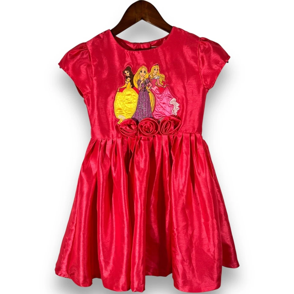 Vestido Princesa Niñas Disney Store Talla 7/8 Rosa Satinado Belle Rapunzel Aurora Foto 2 de 4