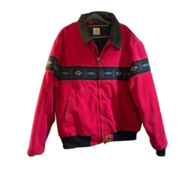Carhartt J77 Santa Fe Jacket RED USA製 Vintage Carhartt 90s J77 RED Canvas Aztec Jacket Size XL Lined