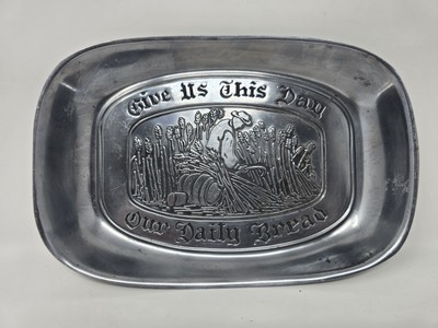 Vintage Wilton Armetale Pewter ''Give Us This Day Our Daily Bread'' Tray Plate
