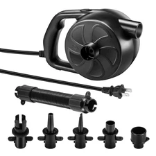 Electric Air Pump High Power 300W Black Inflator Deflator with 5 Nozzles