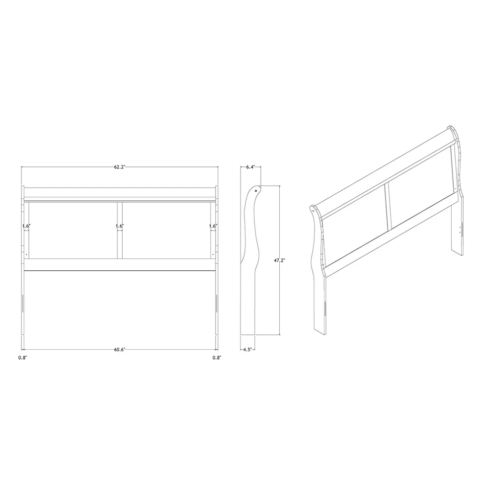 Cama trineo Charleston Queen: blanca, LED, madera maciza y MDF Foto 3 de 4