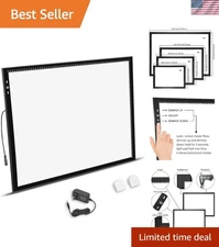 Dimmable A2 Light Pad with Lock Feature - Ideal for Drawing, Painting, and More