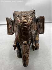 Brown Gold Engraved Collectible Decorative Elephant Statue Figurine