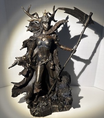 Hel Goddess of Death Female Statue Norse Mythology Statue 10  Figure Bronze Plat