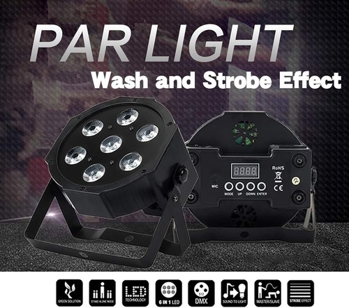 SHEHDS 2 PACK Par Can LED 7x18W RGBWAP 6in1 Wash Stage Lights Remote - Picture 5 of 6