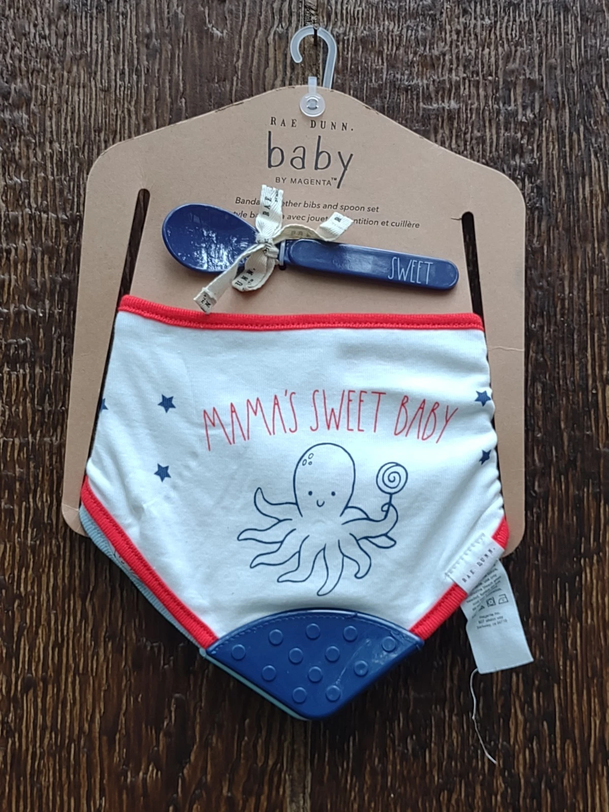 Rae Dunn Mama's Sweet Baby Octopus Teething Bib Set of 2 NWT
