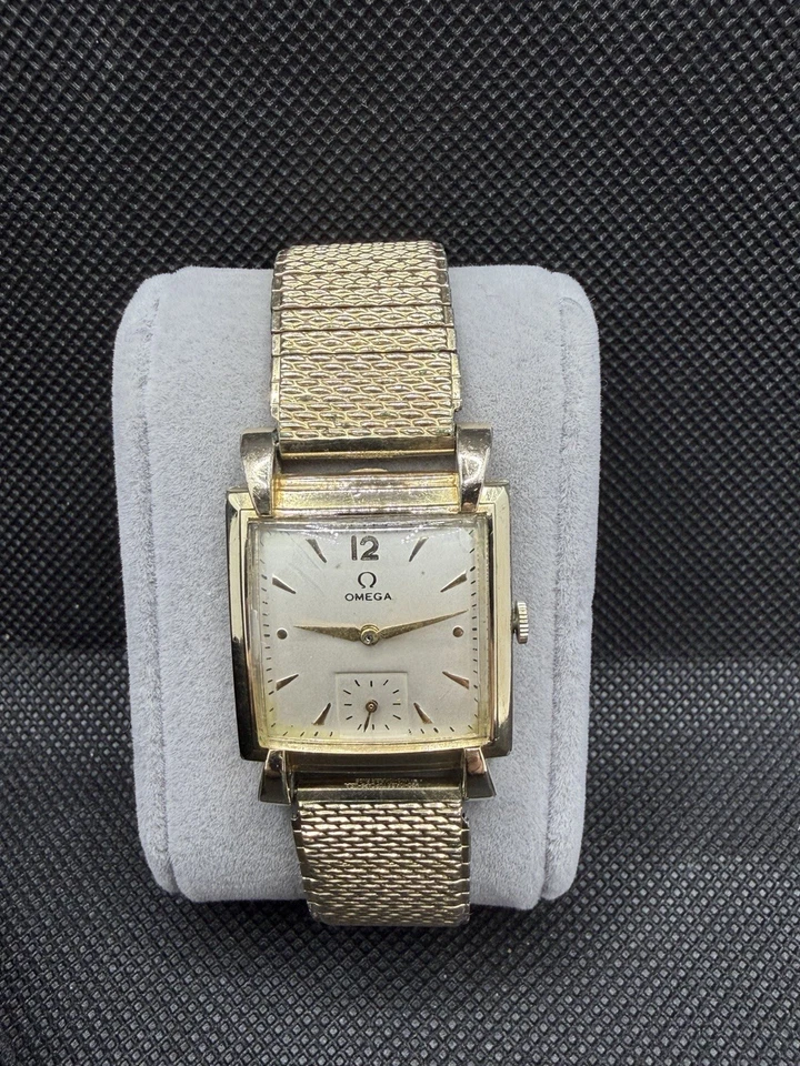Reloj de Vestir Omega Vintage Oro 14K Relleno Tanque Cuerda Manual - Funciona Foto 4 de 4