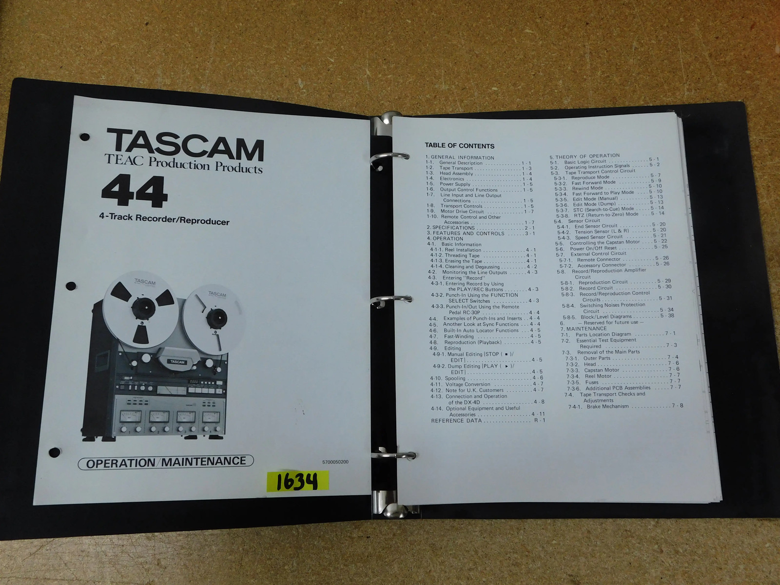 Tascam TEAC 44 4-Track Recorder Operation Maintenance Manual (original)