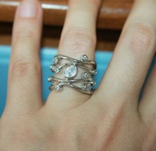 elegant zirconia ring gemstone silver plated jewelry evening wedding band