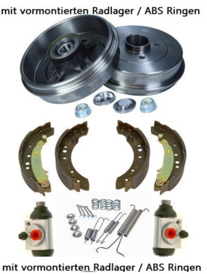 RENAULT CLIO 3 / III Bremstrommel Ø203 Set + vormontierten Radlager / ABS Ringe