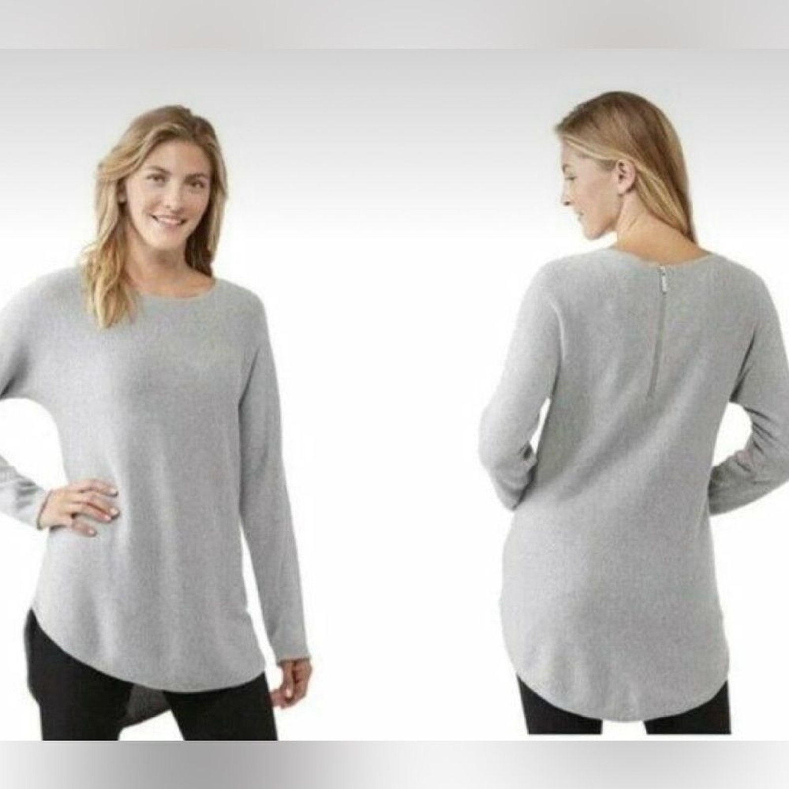 Michael Kors Sweater Tunic With Back Zipper Heather Gray Womens Size Large