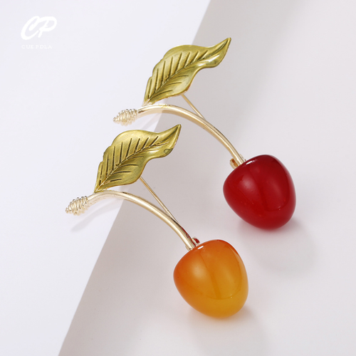 Cherry Brooches For Women Enamel Fruits Weddings Casual Party Brooch Pins Gifts - 第 1/7 張圖片