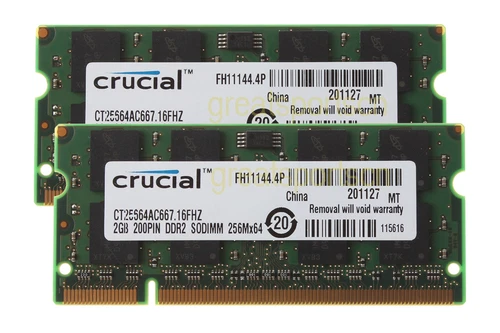 Crucial 4GB 2x2GB 2RX8 DDR2 667mhz RAM PC2-5300 Memory For Apple Macbook Pro