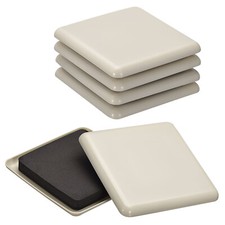 8Pcs Furniture Sliders 3.5" - Plastic Reusable Square Sliding Pads Gray