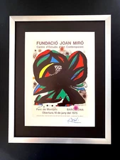 JOAN MIRO 1975 BEAUTIFUL SIGNED PRINT+  MOUNTED & FRAMED + BARCELONA EXPOSITION