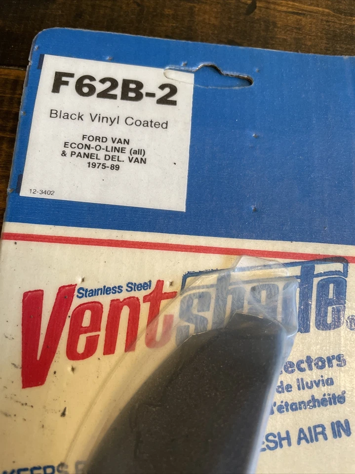 Protetores de chuva 2 peças viseira de ventilação de janela para Ford Van 75-89 NOS preto - Imagem 2 de 4