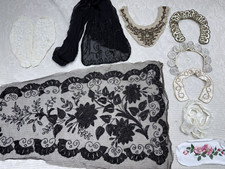 Vtg Lot Beaded Collars Lace Panel/Scarf Edwardian Art Deco Trip Fancy Faux Pearl