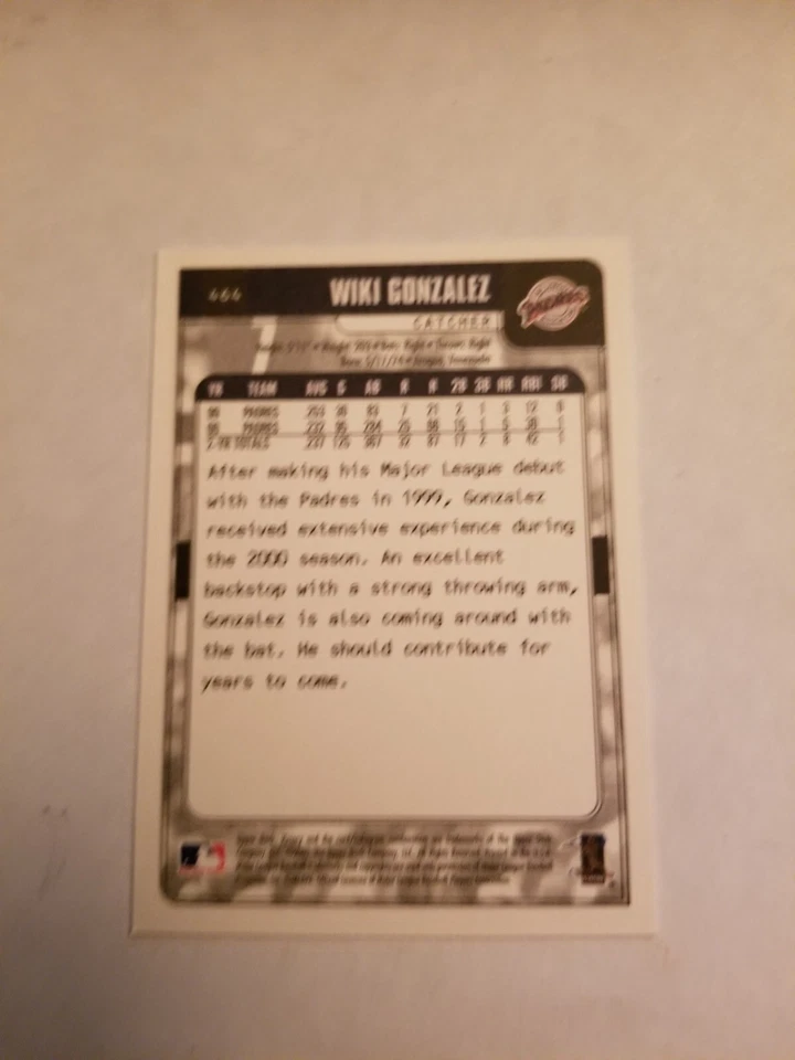 VINTAGE 2001 (PADRES) Upper Deck Victory #464 Wiki Gonzalez /w Free Sleeve - Image 2 of 2