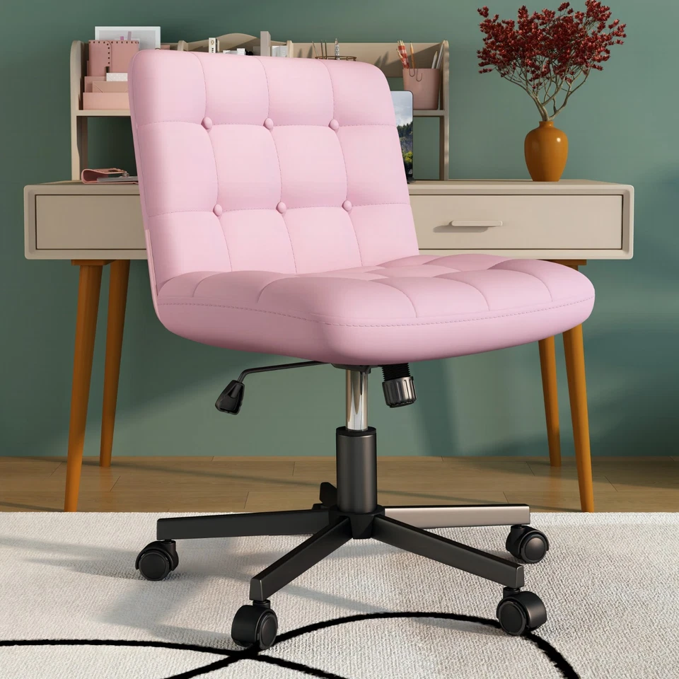 Criss Cross Chair with Wheels Armless Office Chair Adjustable Swivel Desk Chair - Image 2 of 4