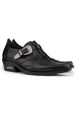 Herren Schwarz Leder Gothic Schuhe Winklepickers Cuban Rock Biker Western Punk Stiefel