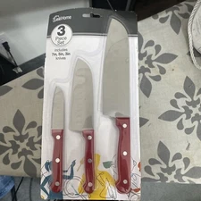 3 Piece Red Stainless Steel Santoku Knife Set New
