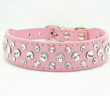 Bling Pink Rhinestone Extra Small Dog Collar Neck Strap New