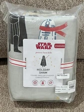 NEW Pottery Barn Kids Star Wars Holiday Standard Sham Darth Vader R2D2 Christmas