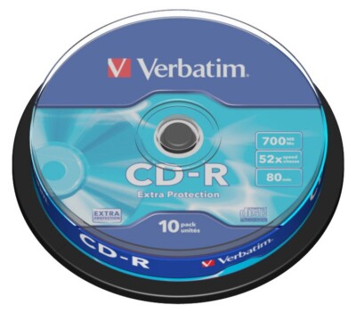 100 x Verbatim CD-R Extra Protection 700MB 52x CD Rohlinge 10er Pack 43437