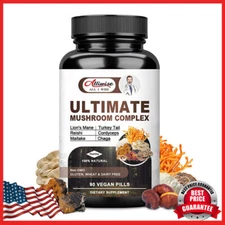Ultimate Mushroom Complex Capsules, Lions Mane, Reishi, Shiitake,Memory Support
