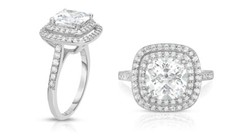 Pave Princess-Cut Cubic Zirconia 925 Sterling...