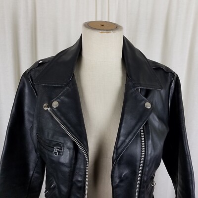 Sears The Leather Shop Motorcycle Biker Bomber Jacket Womens XS 8