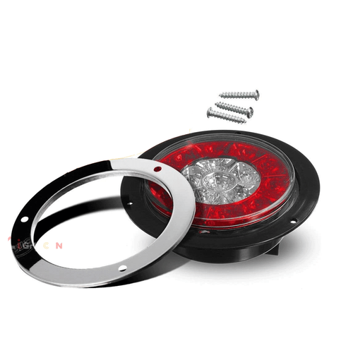 2x 4" 16 LED Round Truck Trailer RV Brake Stop Turn Tail Signal Light Red Amber - Foto 5 di 12
