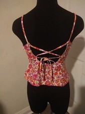 Tankini top floral vintage Swim Systems pink Size Large fits more like a medium