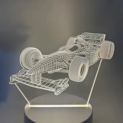 3D Nachtlicht LED Formel 1 Rennwagen F1 Motorsport Kinderzimmer Deko Lampe