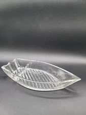 Vintage Seven Seas Studio Nova Clear Glass Boat Divided Relish Dish 10.75”