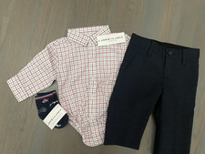 NWT Janie and Jack boy WINTER HOLDAY plaid bodysuit pants socks 3-piece SET 3 6