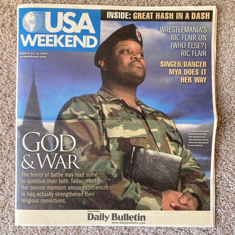 USA weekend magazine, March 12-14, 2004, cover: God and war
