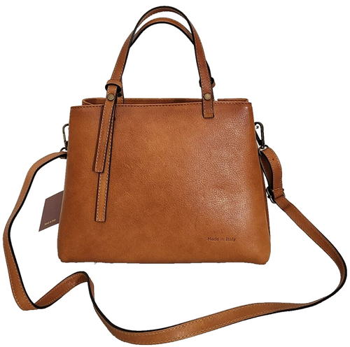 🌞PRATESI FIRENZI ITALIAN DESIGNER COGNAC BROWN LEATHER X-BODY SATCHEL BAG🌺NWT! - Picture 10 of 16