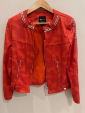 INSIGHT New York Women’s Moto-Style Red Jacket Faux Pockets SZ 4