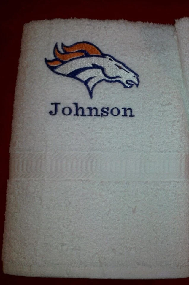 PERSONALIZADO DENVER BRONCOS FÚTBOL BORDADO AZUL TOALLA DE BAÑO GIMNASIO Foto 2 de 2