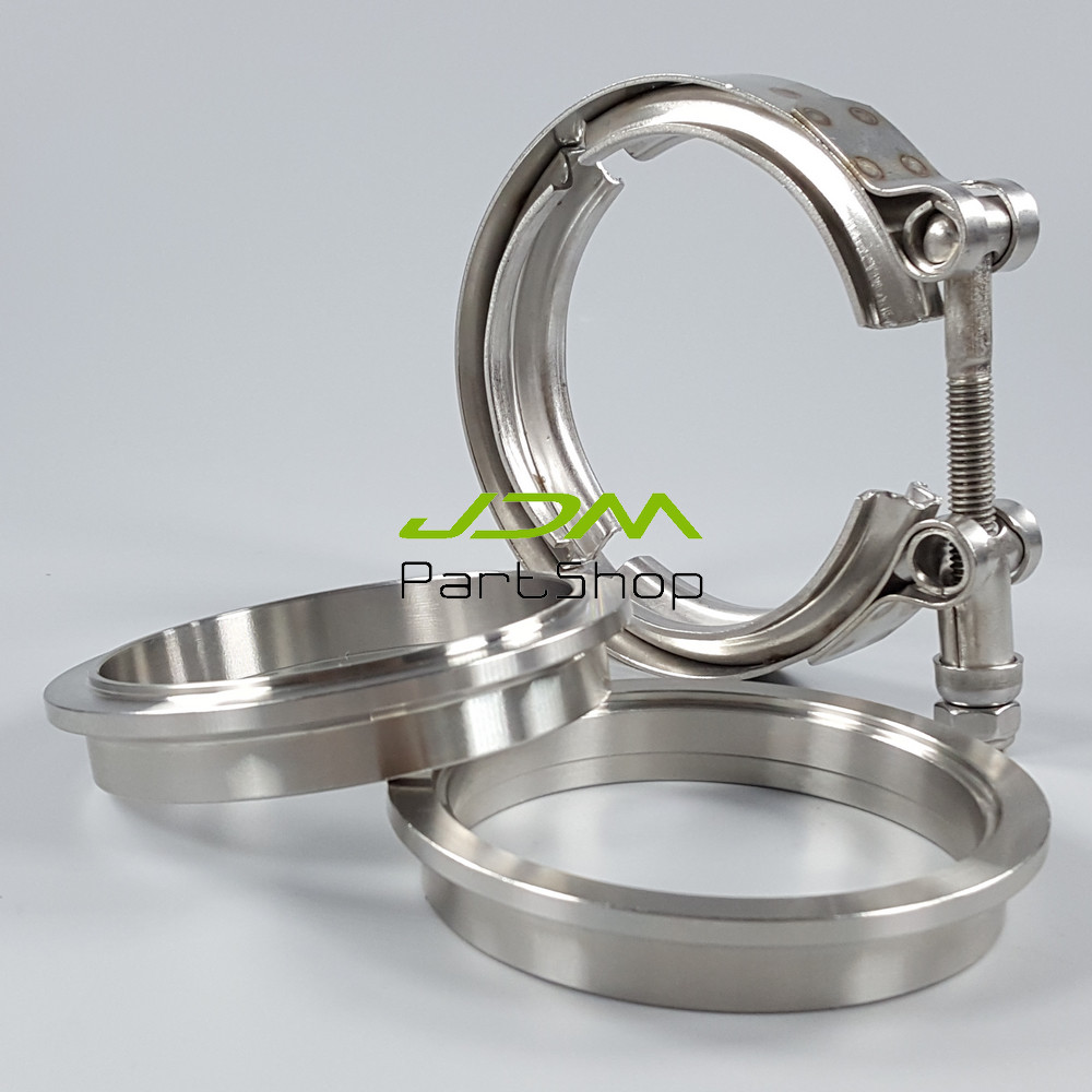 DOCAS 2 X Diameter 63.5 Mm (2.5 Inches) V-band Clamp Flanges Complete Stainless Steel Extra Turbo Hose, Stainless Steel V Band Clamp Set, Turbo