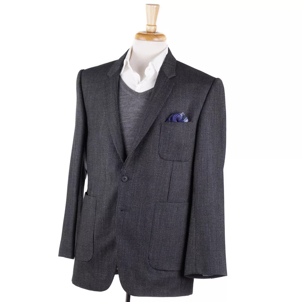 New 1395 BURBERRY LONDON Gray Birdseye Patterned Wool Blazer 42 S