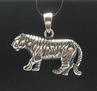 Handmade Sterling Silver Stylish Solid Tiger Pendant Hallmarked 925 PE000391 New