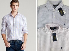 Polo Ralph Lauren Men's Long Sleeve Plaid Poplin Shirts Size 16 32-33 Was 90
