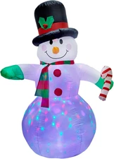 6 FT Christmas Inflatable Snowman, Christmas Blow up Decoration with Rotating LE
