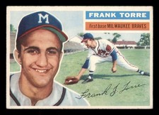 1956 Topps #172B Frank Torre SP WB White Back RC/Rookie Braves VG-EX (4)