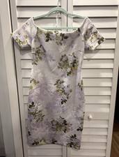 Calvin Klein Off Shoulder Floral Sheath Dress Knee Length Women