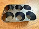 Vintage Cast Iron Muffin Pan 6-Hole - Unbranded, stamped with 2