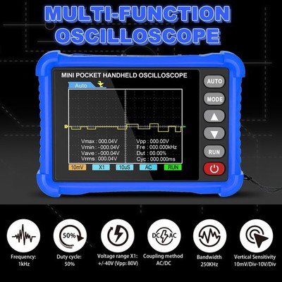 250kHz Oszilloskop 2.5MS/s Handheld DSO Trigger AC/DC Auto-Messung LCD